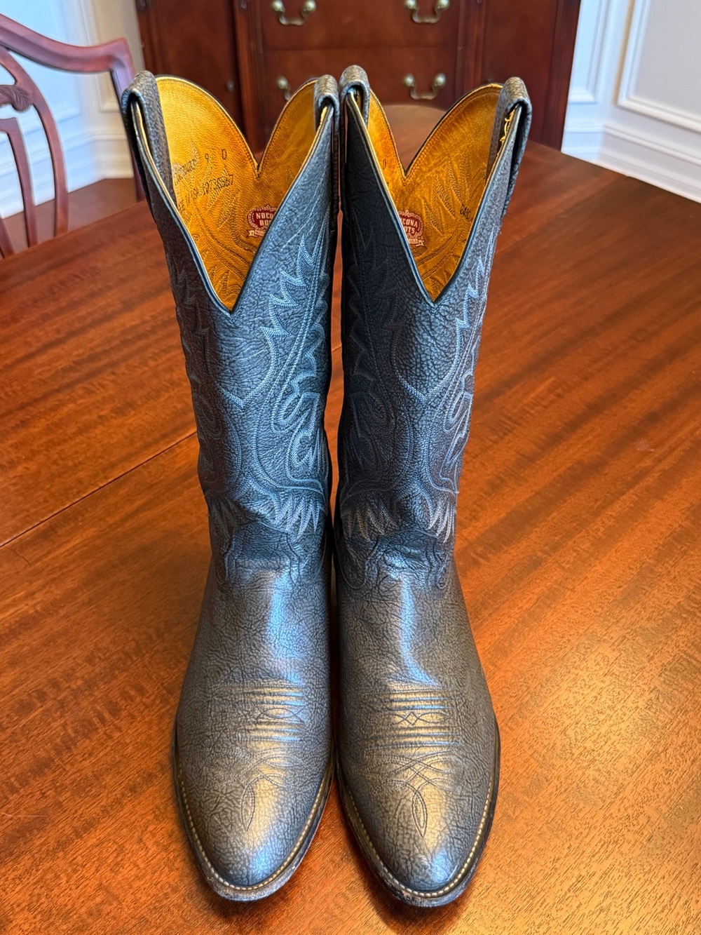 Rare Nocona Vintage full Kangaroo Western Boots - Marbled Gray - Mens 9D